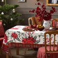 thumbnail image 6 of Waykingo Washable 60" x 84" Traditional Holiday Red Poinsettia & Plaid Polyester Tablecloth, 6 of 6