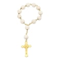 thumbnail image 1 of Chapelet de voiture à suspendre, perles de prière portables exquises et polies, avec croix, pour décoration, blanc, 1 of 4