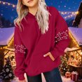 thumbnail image 4 of Lorytime Christmas Hoodies for Girls Boys Printed Sweatshirt Long Sleeve Tops with Pocket Drop Shoulder Pullover Red 140, 4 of 5