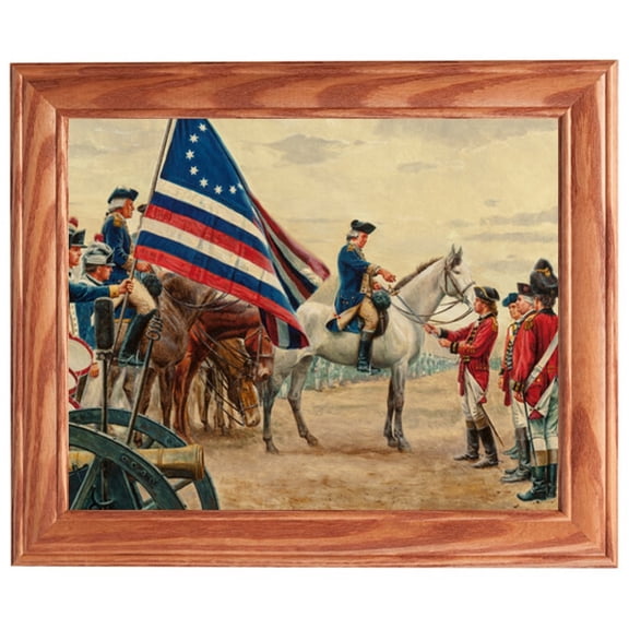 Framed American Revolution Painting, George Washington, Yorktown. Patriotic Wall Decor, Wall Art.