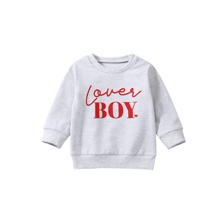 

Toddler Baby Boy Girls Valentines Day Outfit Letter Sweatshirt Casual Long Sleeve T-Shirt Spring Clothes