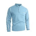 thumbnail image 3 of Henley Shirts for Men with Pocket Summer Casual Crew Neck Long Sleeve Waffle Weave T Shirts for Man Basic Tops, 3 of 5