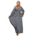 thumbnail image 2 of JBXKXYW Dresses For Women Women'S Casual Solid Muslim Dress Flare Sleeve Abaya Islamic Arab Kaftan Dress Womens Dresses (Gray,XXL), 2 of 5