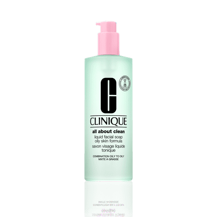 Clinique All About Clean Liquid Facial Soap Oily Skin Formula: Combination Oily to Oily Skin (Types 3 & 4), Jumbo Size, 13.5 fl. oz / 400ml