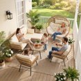 thumbnail image 3 of RADIATA 5 Pieces Beige Boho Outdoor Patio Furniture Sets with Double Egg Chair, Conversation Sectional Sofa Set with Side Table & Ice Bucket for Backyard, 3 of 11