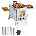 thumbnail image 2 of Lanzxjv Wood Burning Stove with 5 Pipes Accessories, Visible Window Side Panels Heating Cooking Hot Tent Stove, Large Firebox Stainless Steel Stove for Outdoor, Camping, Hunting, Ice Fishing, 2 of 6
