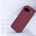 thumbnail image 4 of KOMI for Google Pixel 8a Case, Silicone Phone Case with 1 Screen Protector, Soft Anti-Scratch Microfiber Lining, Full Body Shockproof Slim Cover Support Wireless Charging, Wine Red, 4 of 5