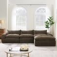 thumbnail image 4 of taoruifang 116'' Modular Cloud Boneless Sofa with Ottoman Chenille Brown, 4 of 22
