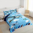 thumbnail image 3 of Homewish Cartoon Aircraft Airplane Bedding Comforter Set,Watercolor Graffiti Twin Comforter Sets,Geometric Striped Lines Bedding Set For Boys Kids,Breathable Home Decor Reversible,2 Pieces, 3 of 8
