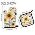 thumbnail image 2 of Yayeee Oven Mitts and Pot Holder Set of 4 Heat Resistant Kitchen Gloves Baking Hot Pad, White Watercolor Sunflowers, 2 of 5