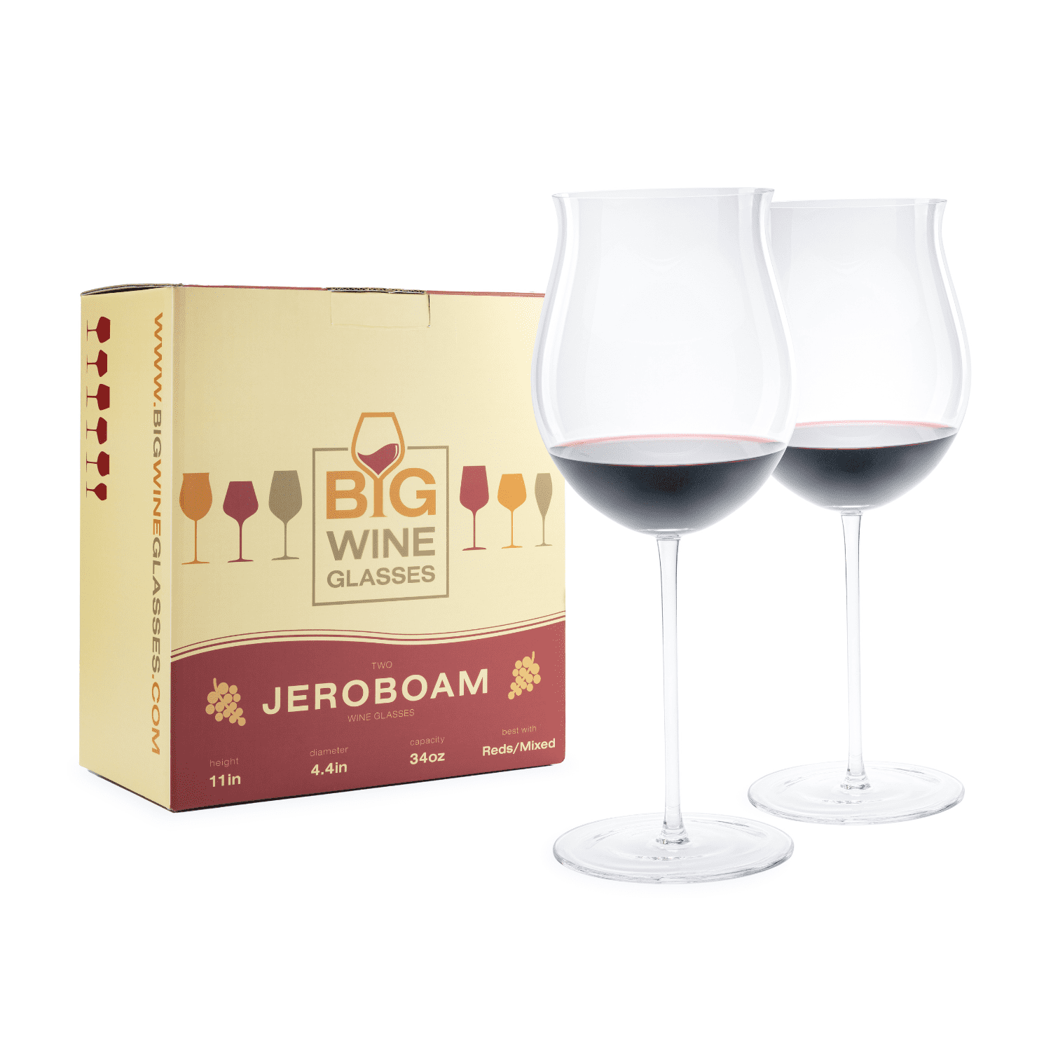 Big Wine Glasses Demi Set of 2