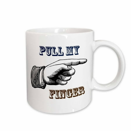 

3dRose Pull my finger funny vintage art funny fart jokes Ceramic Mug 15-ounce