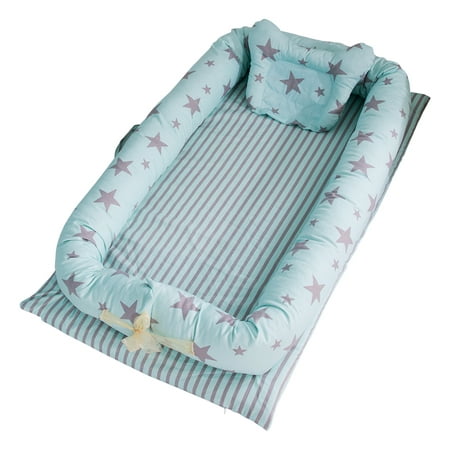 Baby Lounger Portable Infant Crib for Bed Co-Sleeping Bassinet Cradles Lounger Newborn Sleeper 100% Cotton Super Soft Breathable Washable
