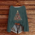 thumbnail image 5 of qelini Womens Long Sleeve Shirts Christmas Xmas Tree Print Crewneck Pullover Ribbed Tunic Tops Casual Holiday Blouses, 5 of 5
