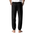 thumbnail image 3 of Zimjoy Men's Drawstring Beach Pant Summer Cotton Linen Loose Yoga Jogger Pants with Elastic Cuffs, Black 2XL, 3 of 3