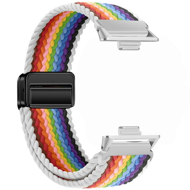 Nylon Braided Loop Strap for Huawei Watch Fit 3 2 Magnetic Adjustable Comfortable Band for Huawei Watch Fit 3 Bracelet Wristband WRainbow For Huawei Fit 2