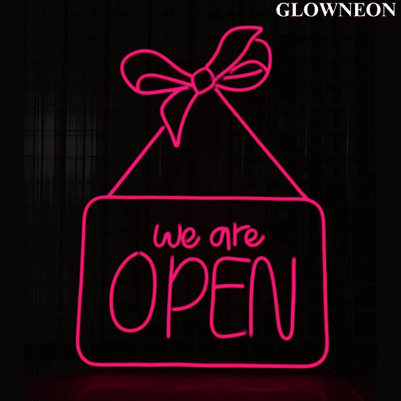 Glowneon We Are Open Logo Neon Signboard, Open Business Wall Led Sign