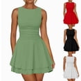 thumbnail image 4 of Women's Ruffle Hem Boat Neck Mini Dress Sleeveless Ruched Corset Short Party Dresses, 4 of 5