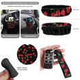 thumbnail image 7 of Uorisanigo Cherry Printed 15 Pack Car Seat Cover Full Set with Steering Wheel Protector Seat Belt Cushion Car Coaster Hanging Garbage Bin Mount Phone Holder Rearview Cover Wrist Keychain, 7 of 7