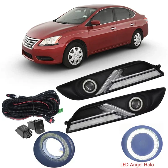 LED Driving Fog Light COB Halo Angel Eye Ring Cable For Nissan Sentra 13-15 US