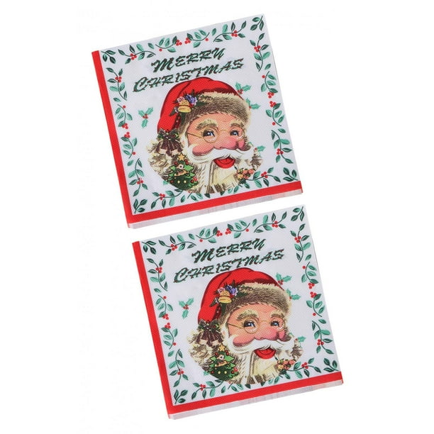 Servilletas navideñas, servilletas de cóctel, servilletas de papel desechables, servilletas de papel para mesa de café cabeza de Papá Noel