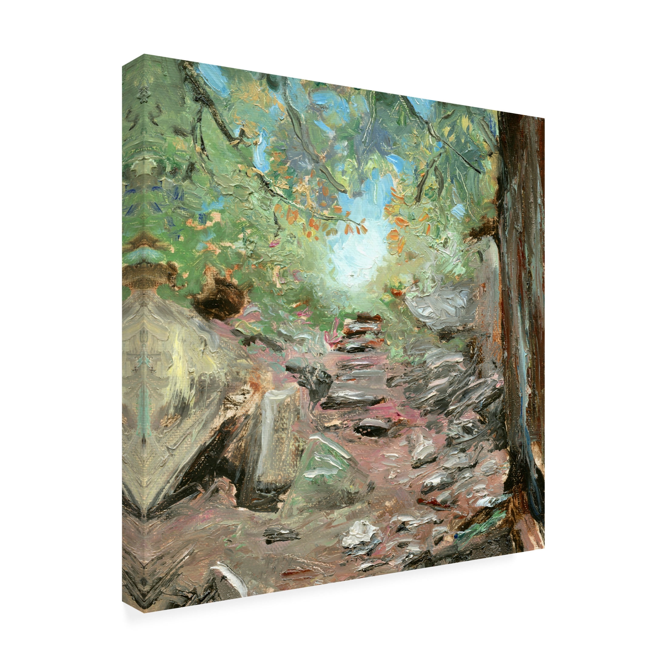 Canvas Wall Art - Sandra Iafrate 'Trail in Woods' Wall Art for Living Room, Bedroom, or Office Décor by Trademark Fine Art - 24 x 24 Inches