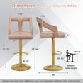thumbnail image 2 of Resenkos Set of 2 Bar Chairs with Footrest and 2-Layer Electroplated Metal Base-Pink, Bar Height Stools, Bar Stools for Kitchen Island for Kitchen, Dining Room, 2 of 7