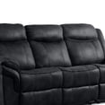 thumbnail image 5 of Furniture of America Gordon Modern Faux Leather Manual Reclining Sofa with Cup Holders, Black, 5 of 5