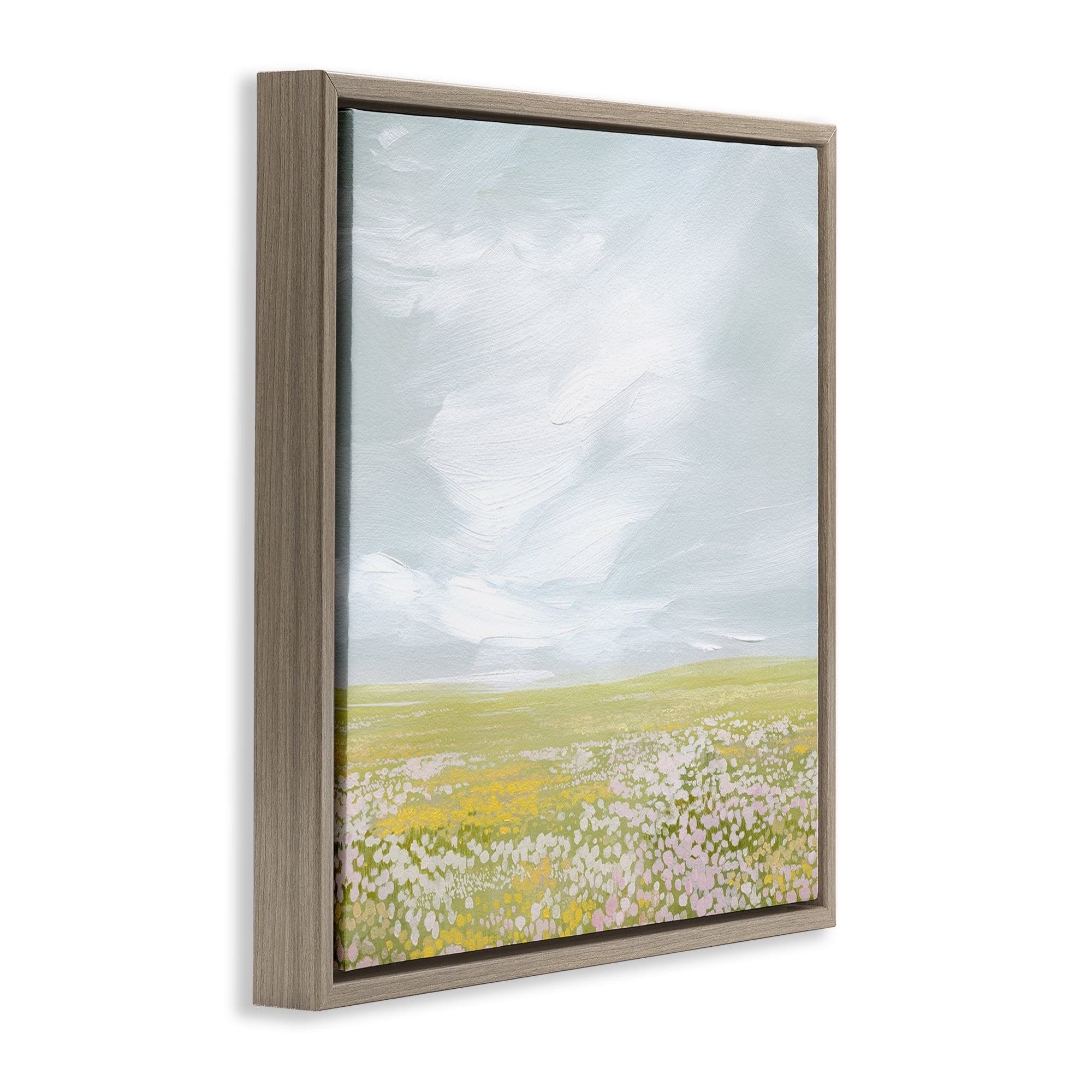 Stupell Industries Endless Spring Meadow Landscape & Nature Painting Brown Floater Framed Canvas Art Print Wall Art, 25 x 25