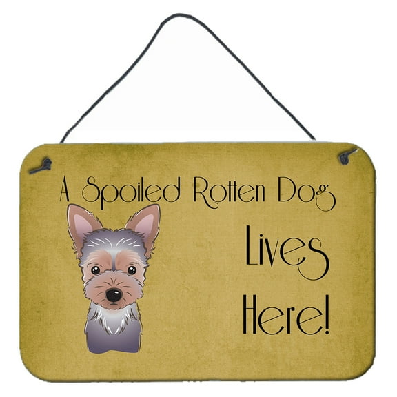 Carolines Treasures BB1480DS812 Yorkie Puppy Spoiled Dog Lives Here Wall and Door Hanging Prints