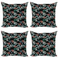 thumbnail image 1 of Floral Throw Pillow Cushion Case Pack of 4, Vintage Style Wild Meadow Art with Peony Daisy and Leaves Pattern, Modern Accent Double-Sided Print, 4 Sizes, Charcoal Grey Multicolor, by Ambesonne, 1 of 2