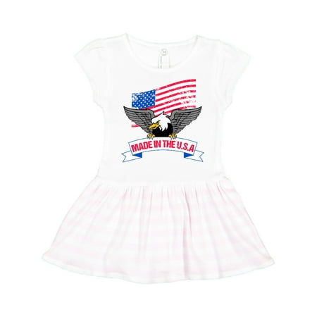 

Inktastic American Flag Made in The USA with Bald Eagle Gift Toddler Girl Dress