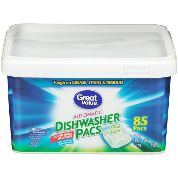 Great Value Automatic Dishwasher Pacs, Fresh Scent, 85 Count Walmart