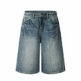 thumbnail image 2 of Jean Shorts for Men Street Style Baggy Hop Oversized Loose Denim Bermuda Shorts Gradient Color Casual Trend Vintage Men Denim Shorts, 2 of 4