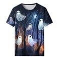 thumbnail image 4 of HOMBOM Womens Summer T Shirts Crewneck Fall Casual Short Sleeve Cozy Ladies Halloween Pullover Classy Tops,L, 4 of 5