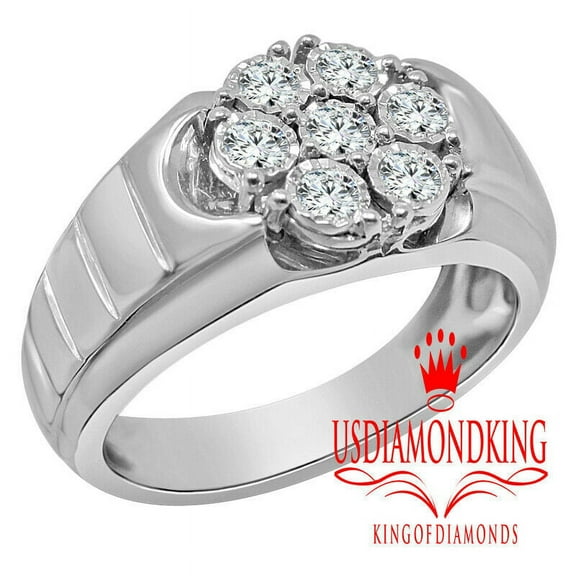 Men's Classic Solitaire Diamond White Gold Finish 1/2ct Genuine Diamond Ring Band