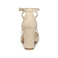 thumbnail image 2 of BLISSFUL STEP Women's Pointed Toe Cross Strap Block Heels Pumps Beige 7, 2 of 7