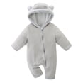 thumbnail image 2 of HNMKIU Baby Bear Baby Romper Jumpsuit Outfit Girls Boys Winter Hooded Snowsuit for Grey,3-6 Months, 2 of 4