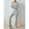 thumbnail image 4 of Women'S 2 Piece Matching Lounge Set Long Sleeve Top Wide Leg Pants Casual Sweatsuit Light Gray XXL, 4 of 8