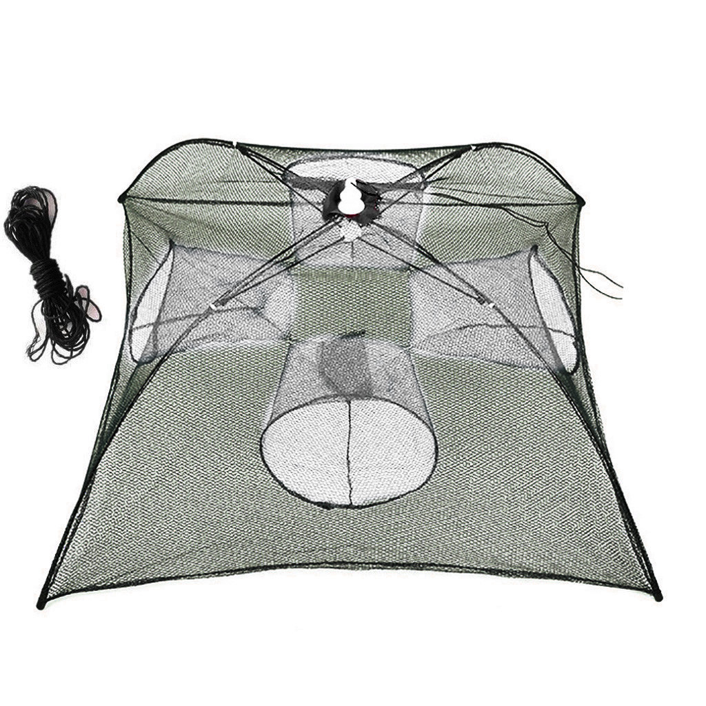 6 Holes Foldable Crab Net Trap Cast Dip Cage Fishing Bait Fish Crawfish Shrimp
