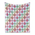 thumbnail image 1 of Floral Soft Flannel Fleece Throw Blanket, Abstract Squares with Flowers Spring Summer Blooms Nature Revival Patchwork Print, Cozy Plush for Indoor and Outdoor Use, 50" x 60", Multicolor, by Ambesonne, 1 of 6