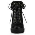 thumbnail image 4 of Unique Bargains Women's Platform Chunky Heel Lace Up Foldable Ankle Boots, 4 of 7