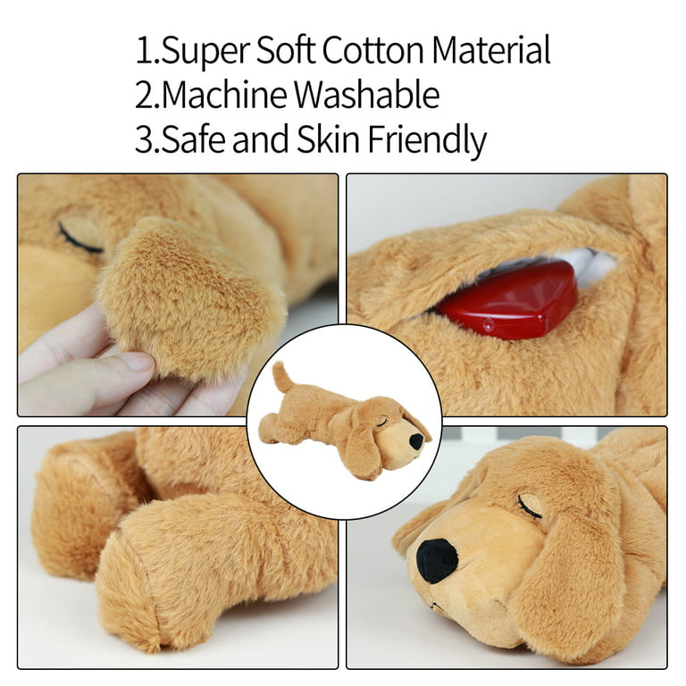 Dog Heartbeat Toy for Puppy Anxiety Relief, Heartbeat Stuffed Animal  Heartbeat Plush Toy for Small, Medium, and Large Dogs (Beige)