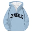 thumbnail image 3 of MHFRRA Sudadera con Capucha y Cremallera de Un Cuarto con Estampado de Letras, Suave y Cómoda, para Uso Informal, Sudadera Deportiva Ligera Azul claro, 3 of 3