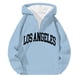 thumbnail image 3 of MHFRRA Sudadera con Capucha y Cremallera de Un Cuarto con Estampado de Letras, Suave y Cómoda, para Uso Informal, Sudadera Deportiva Ligera Azul claro, 3 of 3