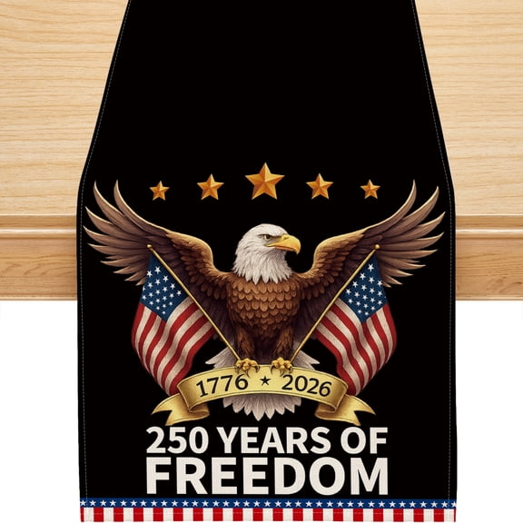 YIBAGA USA Anniversary 250th Table Runner, 250 Years of Freedom Eagle Table Decorations Party Dining Home Decor, 13x72 inch, Polyester