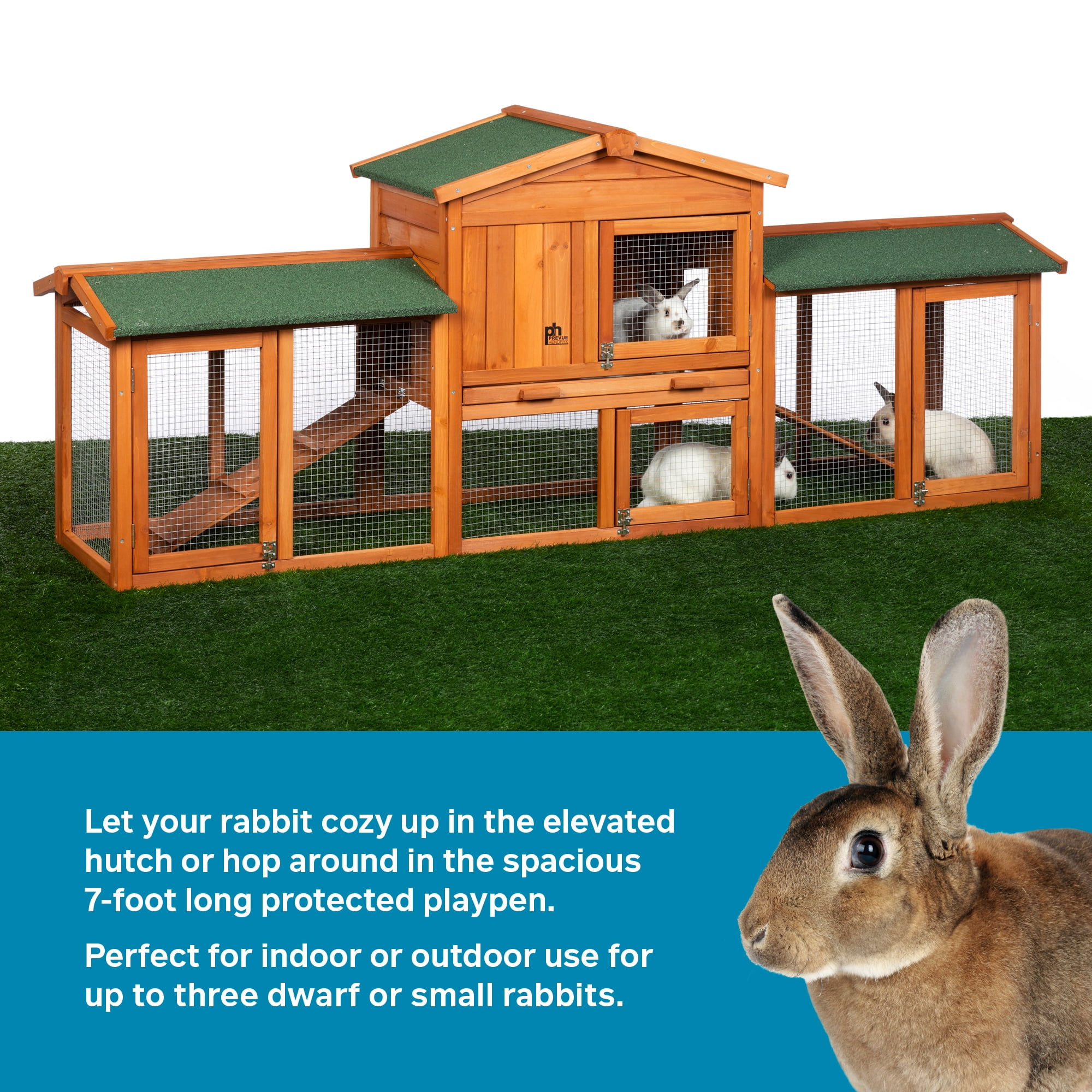 Prevue Pet Products Rabbit Hutch with Double- Run 4600
