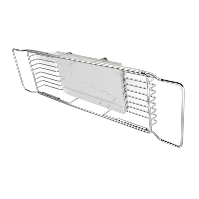 Metal Marble Bathtub Rack with Anti Slip, Space Saving, Multi Functional Expandable Bathtub Tray for House Warming Gift