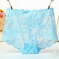 thumbnail image 2 of KHONTS Women's Floral Lace High Waist Panties Full Coverage Mesh Breathable Transparent Panties Soft Elastic Underwear Light Blue XXL, 2 of 3