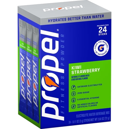 Propel Zero Sugar Strawberry Kiwi, On the Go Packs, Electrolyte Powder Drink Mix, 0.11 oz, 24 Count packets